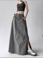 Side Slit High - Waist Utility A - Line Maxi Skirt - COPPING THREADS - CT Select